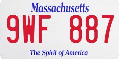 MA license plate 9WF887