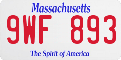 MA license plate 9WF893