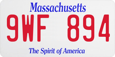 MA license plate 9WF894