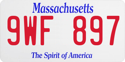 MA license plate 9WF897