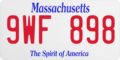 MA license plate 9WF898