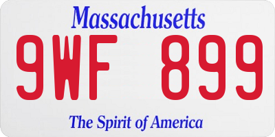 MA license plate 9WF899