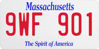 MA license plate 9WF901