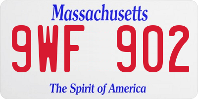MA license plate 9WF902