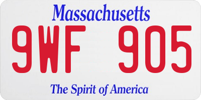 MA license plate 9WF905