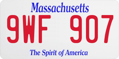 MA license plate 9WF907