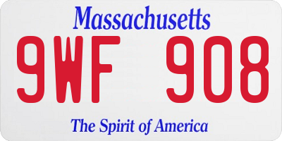 MA license plate 9WF908