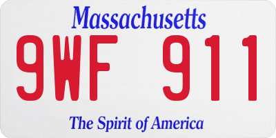 MA license plate 9WF911