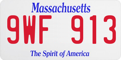 MA license plate 9WF913