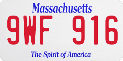 MA license plate 9WF916