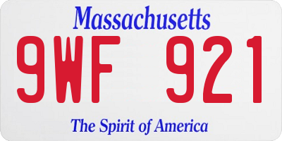 MA license plate 9WF921