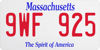 MA license plate 9WF925