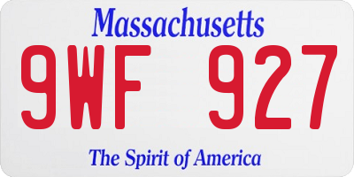 MA license plate 9WF927