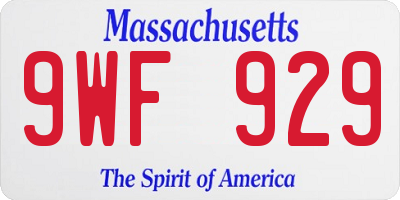 MA license plate 9WF929