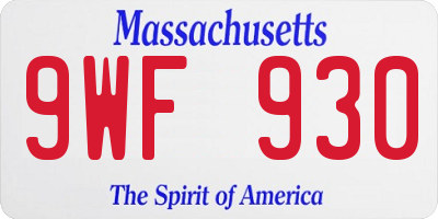 MA license plate 9WF930