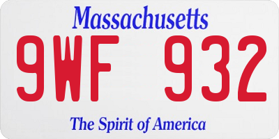 MA license plate 9WF932
