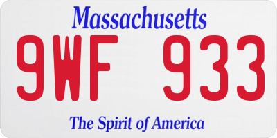MA license plate 9WF933