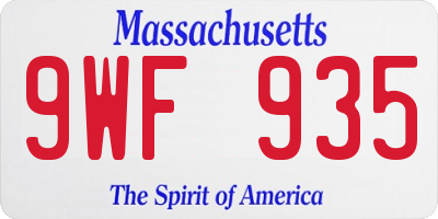 MA license plate 9WF935