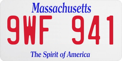 MA license plate 9WF941