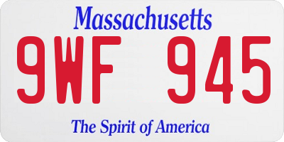 MA license plate 9WF945