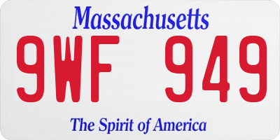 MA license plate 9WF949