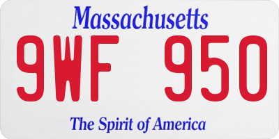 MA license plate 9WF950