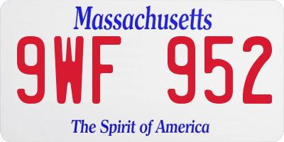MA license plate 9WF952
