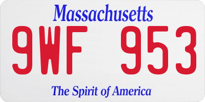 MA license plate 9WF953