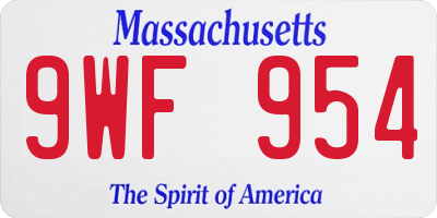 MA license plate 9WF954