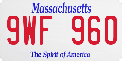 MA license plate 9WF960