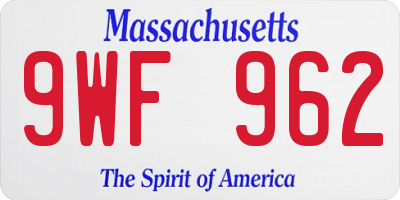 MA license plate 9WF962