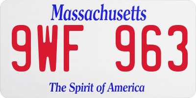 MA license plate 9WF963