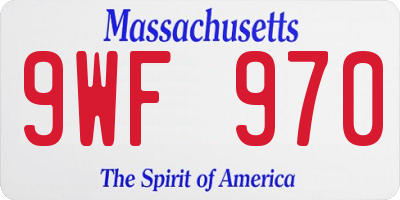 MA license plate 9WF970