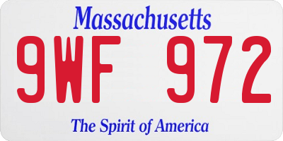 MA license plate 9WF972