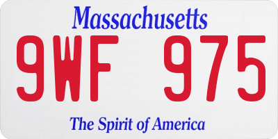 MA license plate 9WF975