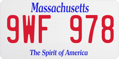 MA license plate 9WF978