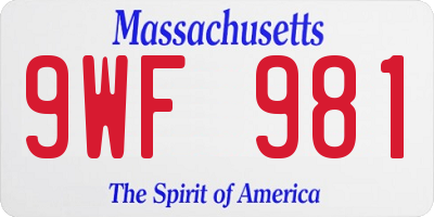 MA license plate 9WF981