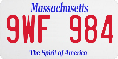 MA license plate 9WF984