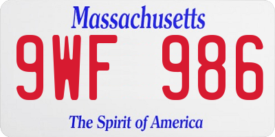 MA license plate 9WF986