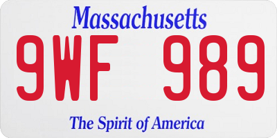MA license plate 9WF989