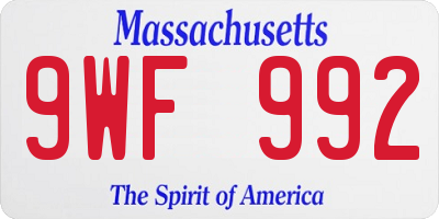 MA license plate 9WF992