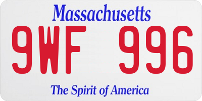 MA license plate 9WF996