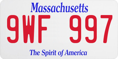 MA license plate 9WF997