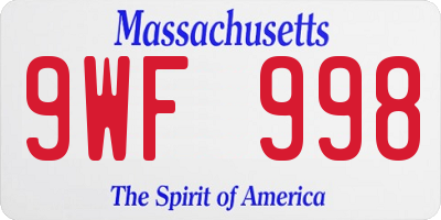 MA license plate 9WF998
