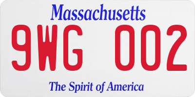 MA license plate 9WG002