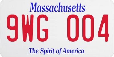 MA license plate 9WG004