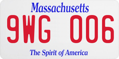 MA license plate 9WG006