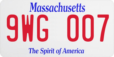 MA license plate 9WG007