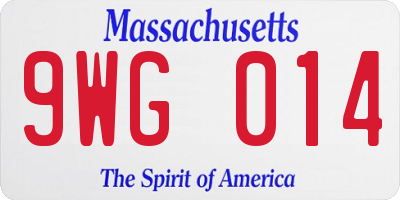 MA license plate 9WG014