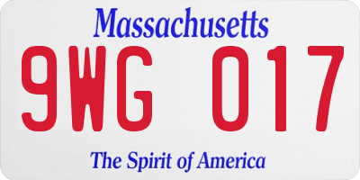 MA license plate 9WG017